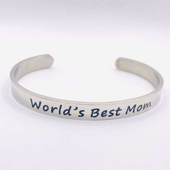 Minimalist world’s best mom cuff bracelet - Picture 1 of 4